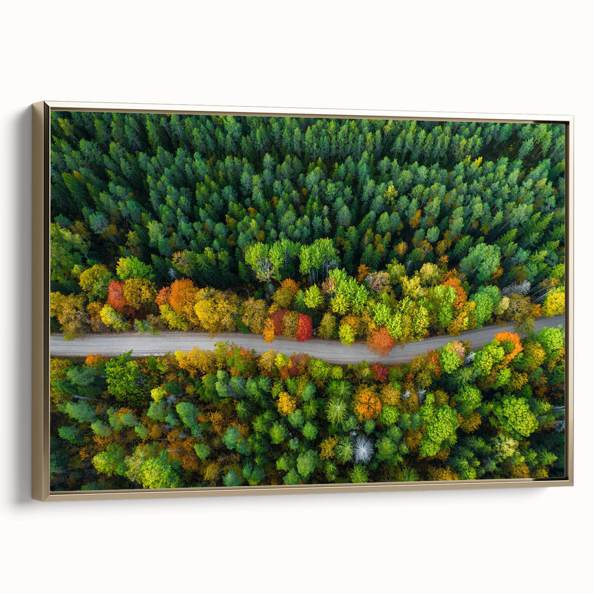 Framed canvas depicting a vintage-style landscape of a Latvian scenery, featuring muted earth tones.