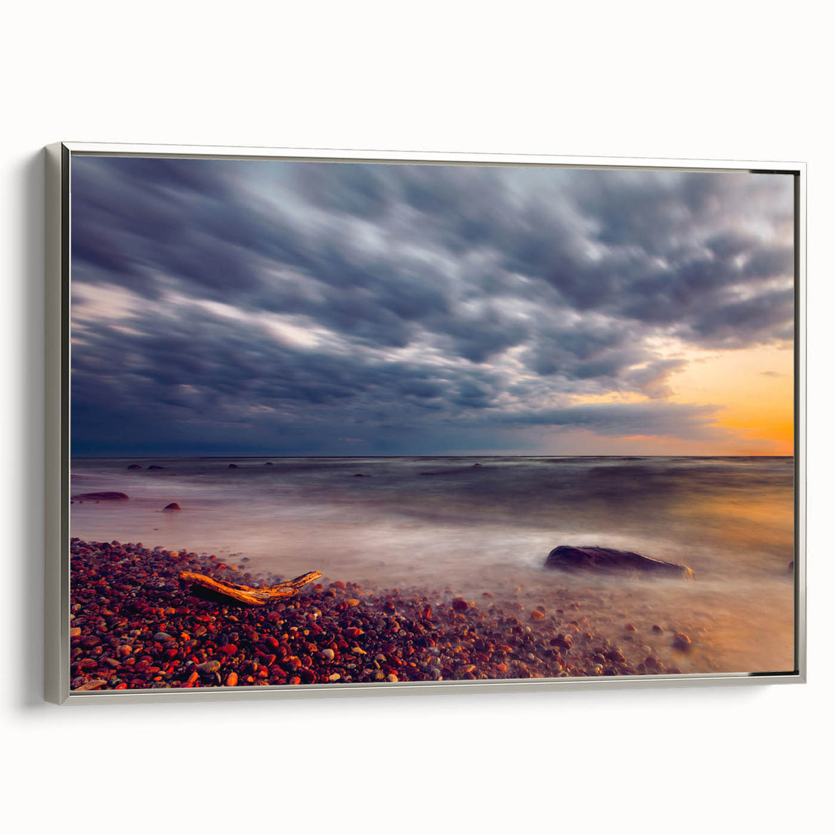 Landscape art painting of a European scenery in Lithuania, depicted in vibrant colors on a framed canvas.