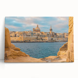 Black and white photo of Malta scenery on large stretched canvas, ideal for kitchen wall art.