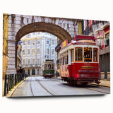 Large abstract wall art of Lisbon scenery in muted blue and white tones on acrylic glass.
