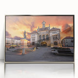 Large art print of a European Romanian scenery in muted earth tones on framed acrylic, ideal for modern art wall decor.