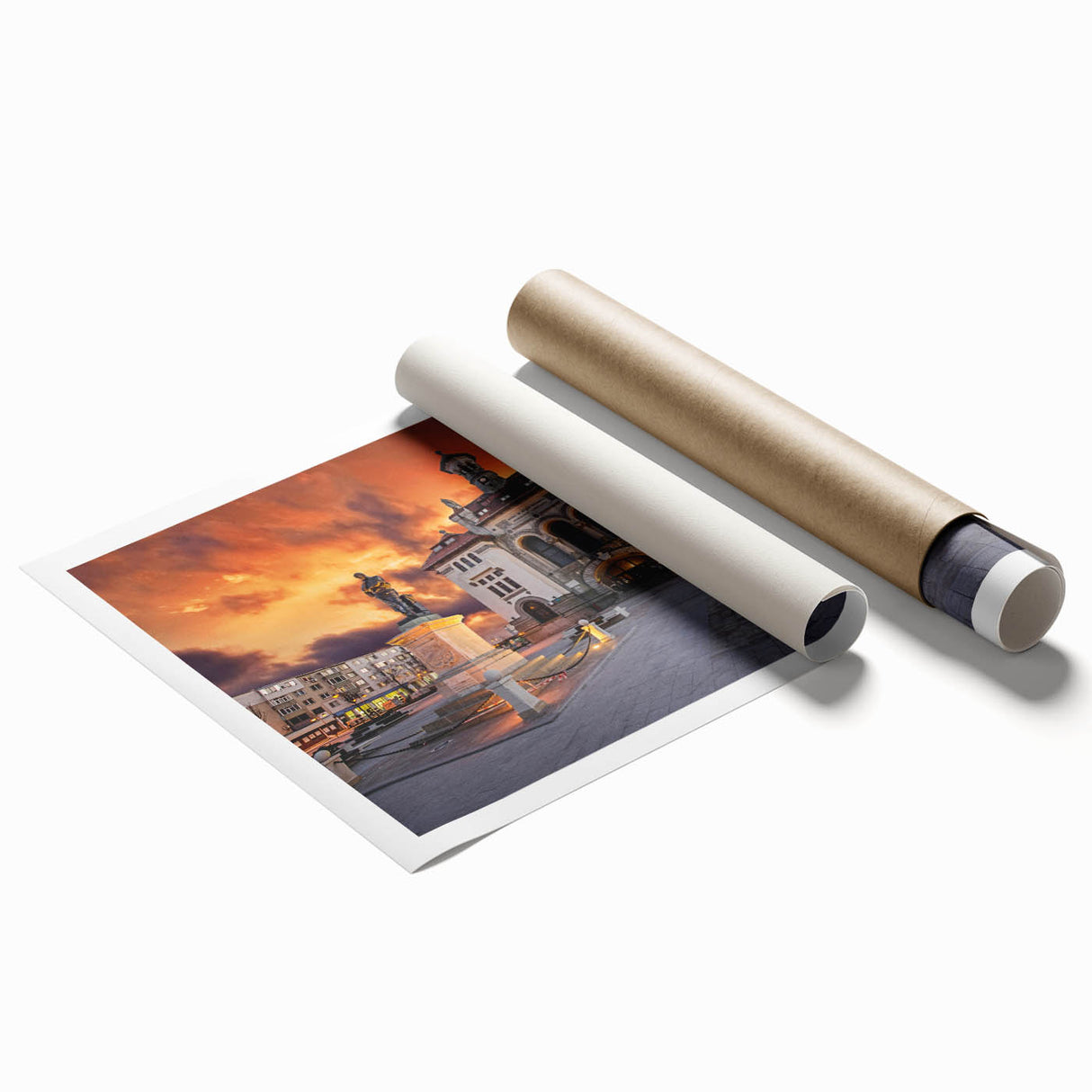 Extra large rolled print of a Romanian landscape with vibrant floral elements, ideal for classy bathroom wall art.