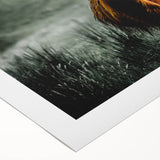 Art deco poster of a Scottish landscape in muted earth tones on rolled canvas, suitable for dining room decor.