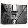 Acrylic print of a large abstract depiction of Barcelona with vibrant hues, ideal for dining room decor.
