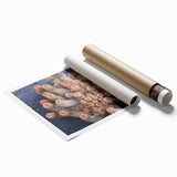 Extra large rolled print of a floral art scene in vibrant colors, ideal for classy bathroom wall art.