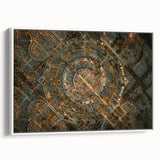 Vintage poster art of Madrid scenery on extra large framed canvas, featuring colorful art with black accents.