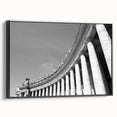 Black and white framed canvas featuring a vintage poster-style landscape of the Vatican, ideal for bedroom decor.