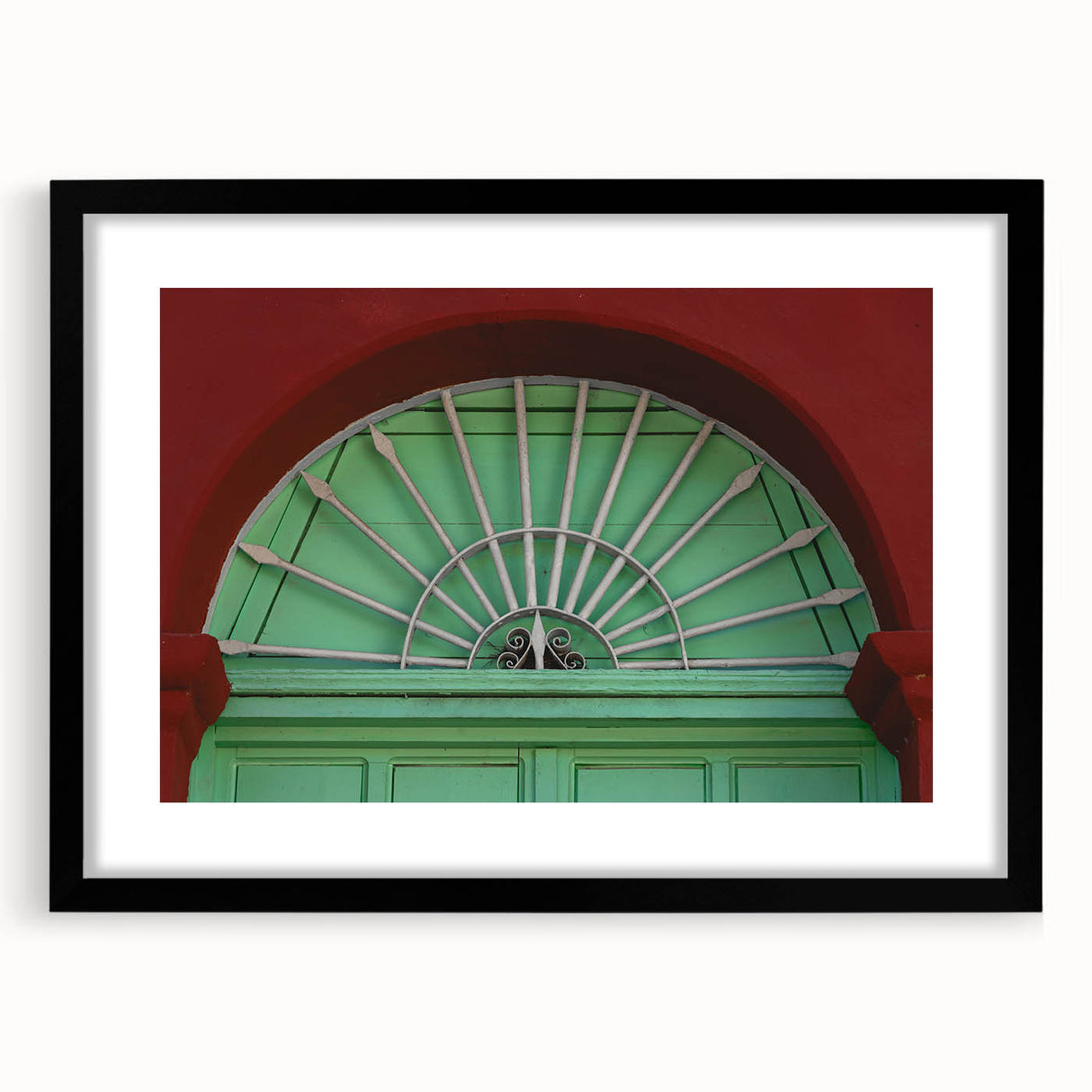 Extra large abstract art print depicting colorful, textured scenery of Baja California on a black-framed canvas.