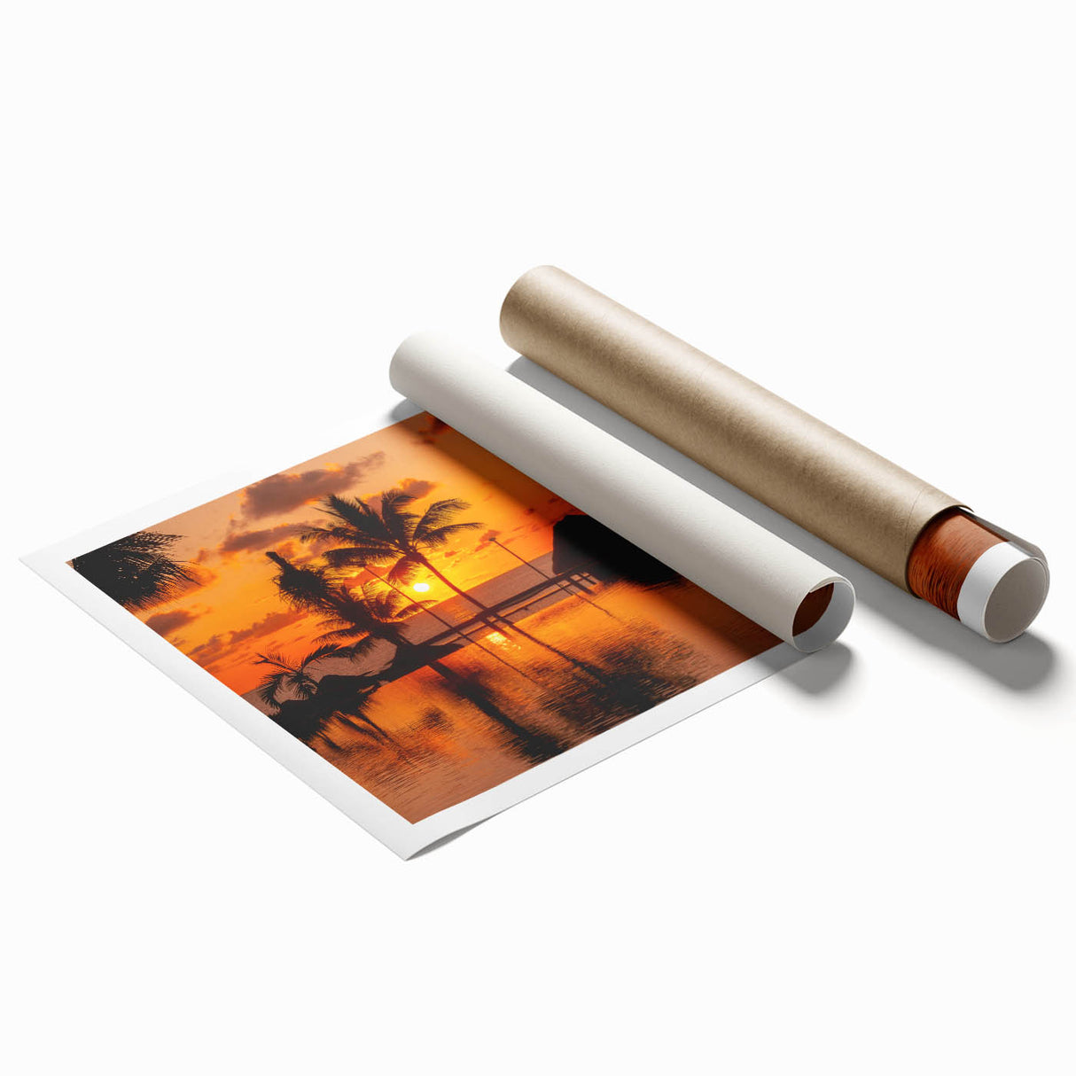 Extra large rolled print of Cancun scenery with vibrant floral elements.