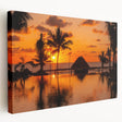 Side view of a stretched canvas featuring a serene Cancun beach scene, ideal for kitchen wall art.