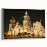 Framed canvas of a vintage Mexico City landscape painting in colorful art style, ideal for living room decor.