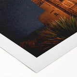 Art deco poster of Oaxaca scenery in muted earth tones on rolled canvas, suitable for dining room wall art.