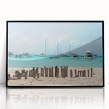 Large abstract wall art depicting a vibrant Mexican Quintana Roo landscape on a black framed acrylic.