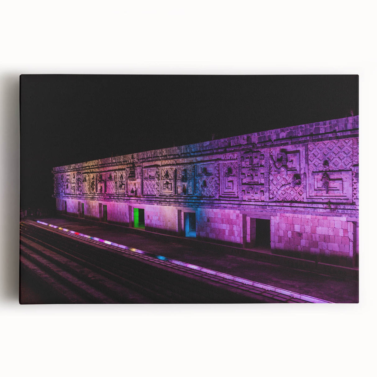 Black and white photograph of Yucatan scenery on stretched canvas, ideal for kitchen wall art.
