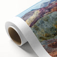 Art Deco style poster of a Middle Eastern landscape in muted earth tones on rolled canvas, ideal for nursery wall art.