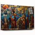 Acrylic print of a Middle Eastern landscape, featuring earthy tones and abstract elements.