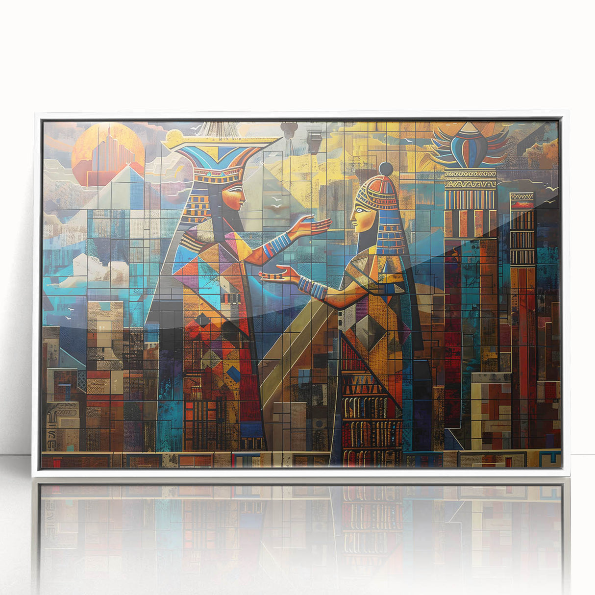 Acrylic print of an abstract Middle Eastern scenery in muted earth tones, ideal for modern art wall decor.