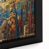 Extra large framed canvas featuring a textured, colorful depiction of a Middle Eastern scenery, ideal for living room decor.