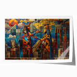 Extra large rolled print of Middle-Eastern scenery with vibrant floral elements, ideal for art wall dining room.