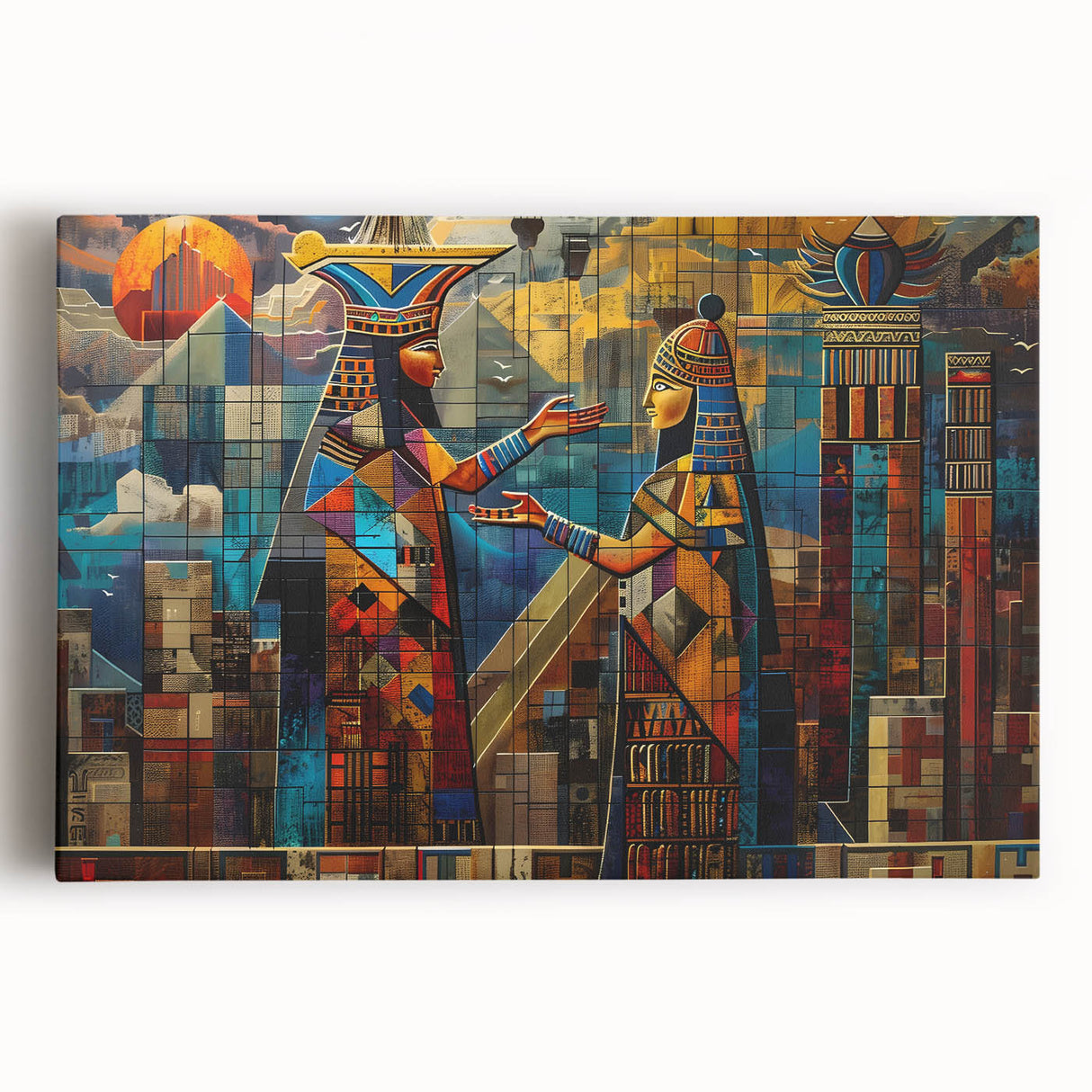 Black and white stretched canvas of a Middle Eastern landscape, ideal for kitchen wall art.