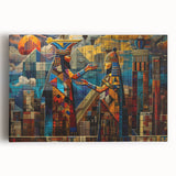 Black and white stretched canvas of a Middle Eastern landscape, ideal for kitchen wall art.