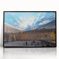 Large abstract wall art of Jerusalem in muted earth tones on a framed acrylic print, suitable for modern art wall decor.