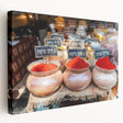 Large canvas print of Tel Aviv skyline in muted earth tones, suitable for kitchen wall art.