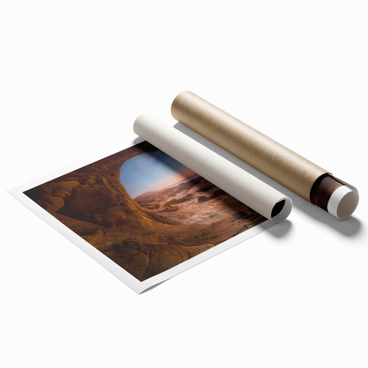 Extra large rolled print of a Middle Eastern scenery with vibrant floral elements, ideal for classy bathroom wall art.