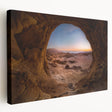 Large stretched canvas depicting a Middle-Eastern scenery in muted earth tones, suitable for kitchen wall art.