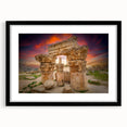 Extra large abstract art print of a Middle Eastern Jordanian landscape in vibrant colors on a textured canvas.