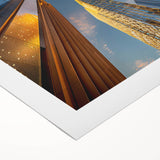 Art Deco poster of a Middle Eastern landscape in muted earth tones on rolled canvas, suitable for dining room decor.