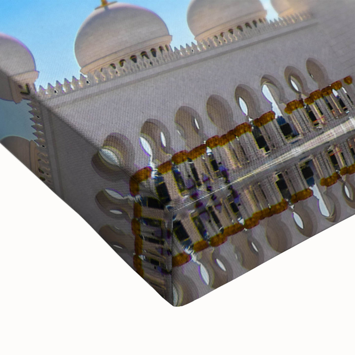 Large art depicting a black and white landscape of Abu Dhabi on stretched canvas, ideal for bedroom wall decor.