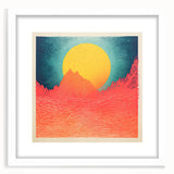 Abstract oceanic scene in subdued blue and green hues on a large framed canvas, ideal for bedroom or dining room decor.