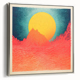 Vintage poster art of Tahiti with vibrant ocean and sky hues, framed in silver, ideal for large living room walls.