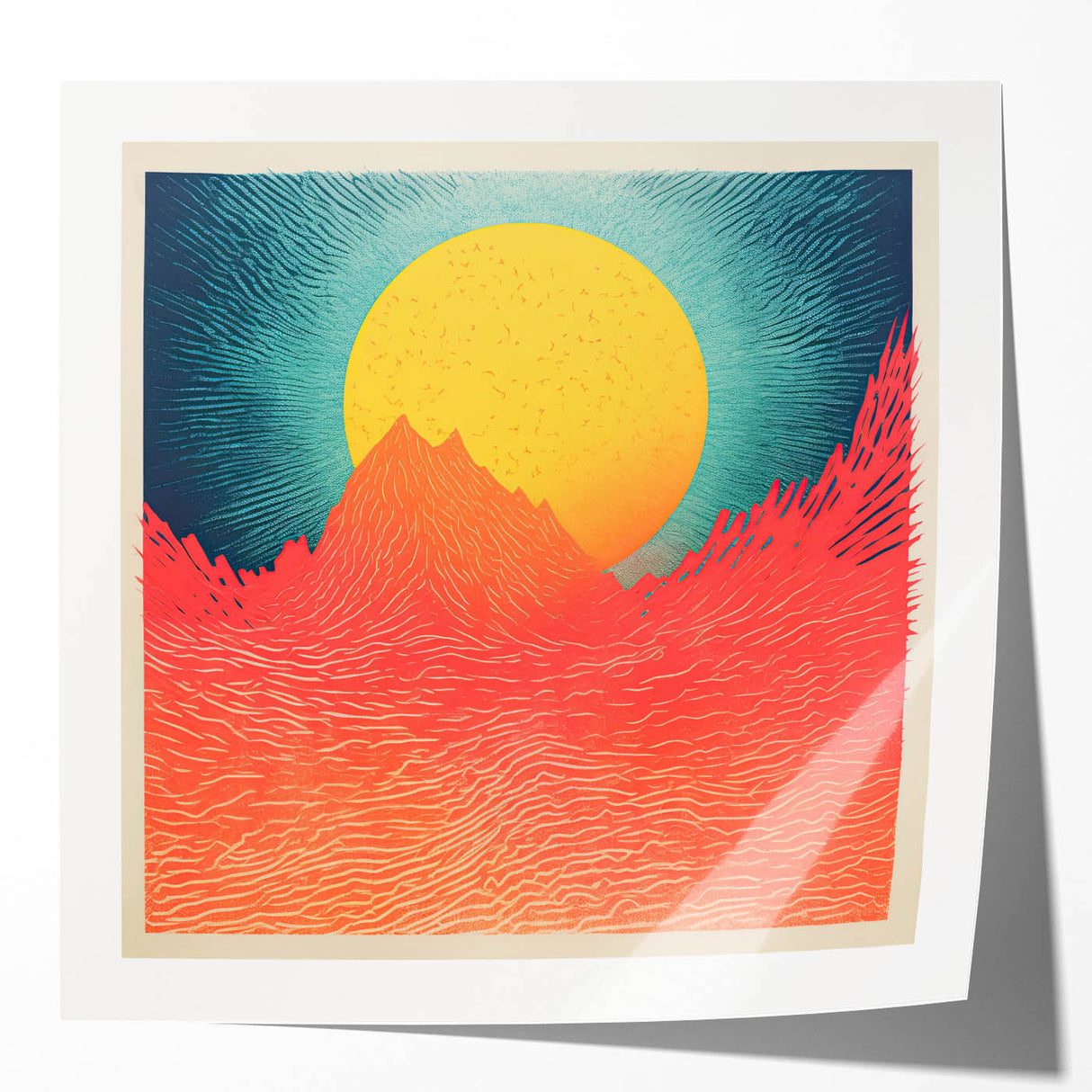 Extra large rolled print of a Tahitian landscape, featuring vibrant greenery and ocean views, ideal for dining room wall art.