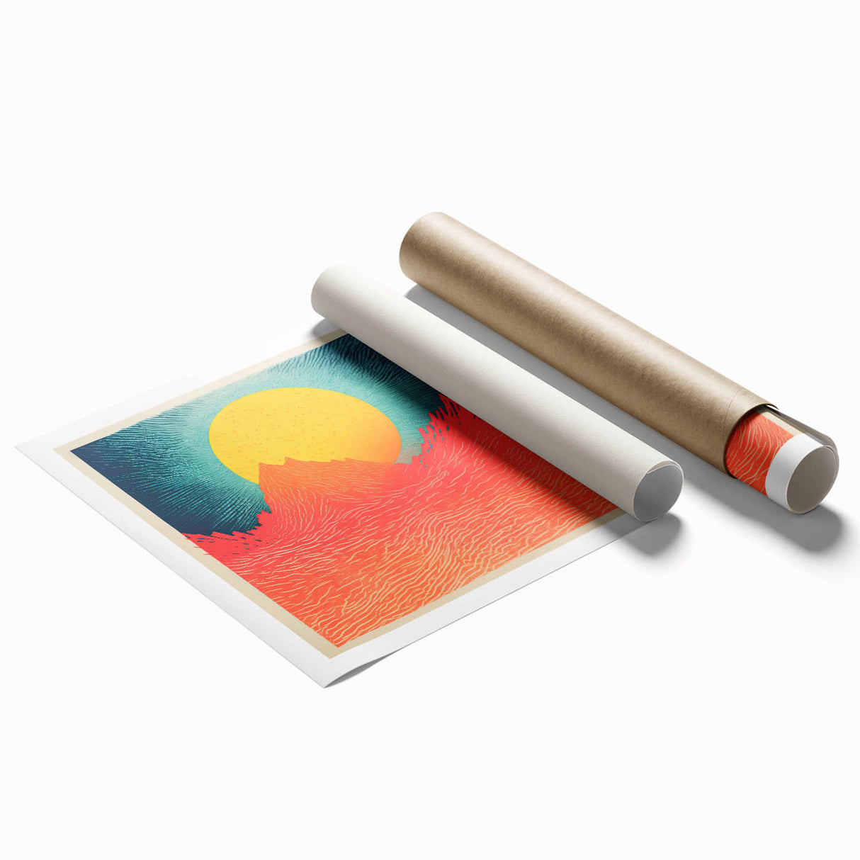 Extra large rolled print of Tahitian scenery with vibrant floral elements, ideal for classy bathroom wall art.