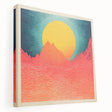 Stretched canvas depicting a serene Tahitian landscape in soft blue and green hues, ideal for kitchen wall art.