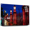Acrylic print of Auckland's skyline in muted blue tones, ideal for dining room decor.