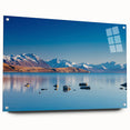 Acrylic print of a large abstract depiction of Canterbury, New Zealand, with vibrant blue and green tones.