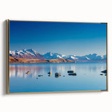 Framed canvas wall art featuring a black and white vintage landscape of Canterbury, New Zealand, suitable for bedroom decor.