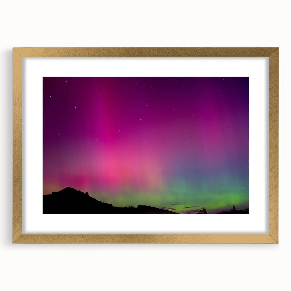 Extra large abstract art print of Otago, New Zealand, in textured style with gold frame, ideal for living room decor.