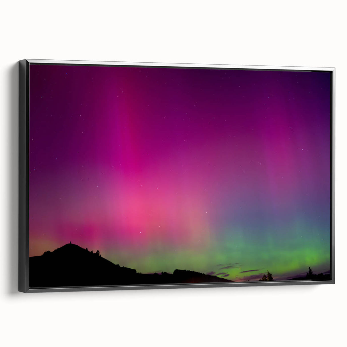 Black and white framed canvas of Otago, New Zealand landscape, ideal for bedroom wall decor.