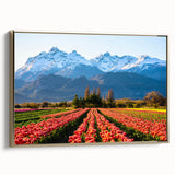 Framed canvas landscape painting of a South American scenery in vintage poster style, featuring muted earth tones.