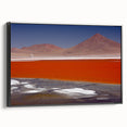 Black and white framed canvas of a Bolivian landscape, featuring vintage poster art style, ideal for bedroom wall decor.