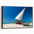 Black and white framed canvas of a vintage-style Brazilian landscape, suitable for bedroom decor.