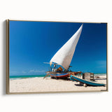 Landscape painting of a Brazilian scene on a framed canvas.