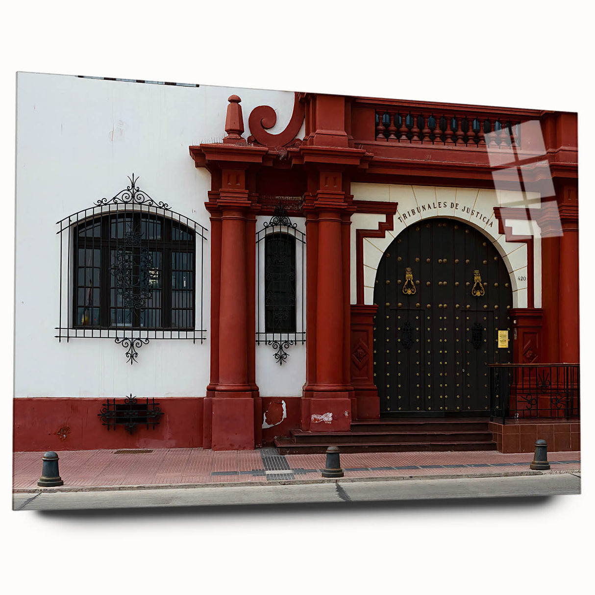 Acrylic print of a large abstract depiction of Santiago, Chile, in muted earth tones, ideal for bedroom or dining room art.