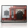 Large abstract wall art depicting Santiago, Chile with vibrant blue and green tones on a framed acrylic.