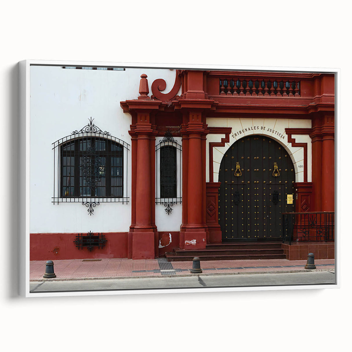 Vintage poster art of Santiago, Chile in vibrant colors on extra large framed canvas, ideal for living room decor.