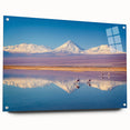 Acrylic print of a large abstract depiction of a Chilean landscape in cool blue and green tones.